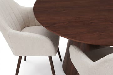 Siena Matgruppe rund 150 cm Valnød med 6 Filippa-spisestole - Valnød - Møbler - Borde - Spisebordssæt