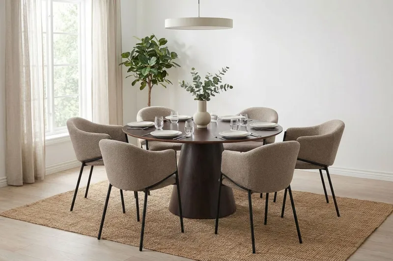 Siena Rundt Spisebord 130 cm Finer - Mørkebrun Røget eg - Møbler - Borde - Spisebord og køkkenbord