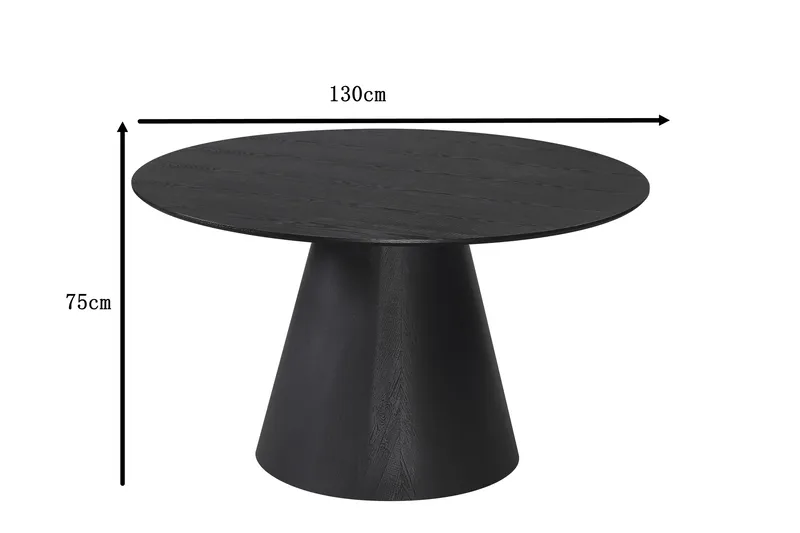 Siena Rundt Spisebord 130 cm Finer - Sort - Møbler - Borde - Spisebord og køkkenbord