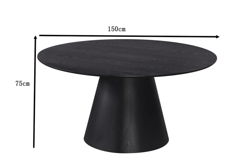 Siena Rundt Spisebord 150 cm - Sort - Møbler - Borde - Spisebord og køkkenbord