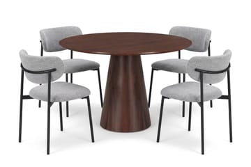 Siena rundt spisebordssæt 110 cm med 4 Lucy spisebordsstole - Valnød - Møbler - Borde - Spisebordssæt
