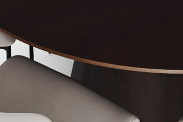 Siena Rundt Spisebordssæt 150 cm – Spisebord med 6 Elsie Spisestole i Træ med Røget Eg-look - Mørkebrun|Beige - Møbler - Borde - Spisebordssæt