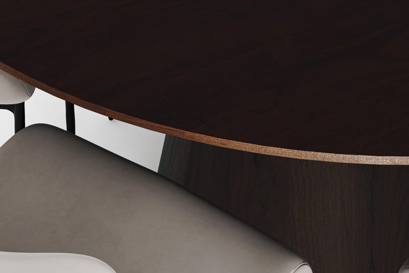 Siena Rundt Spisebordssæt 150 cm – Spisebord med 6 Elsie Spisestole i Træ med Røget Eg-look - Mørkebrun|Beige - Møbler - Borde - Spisebordssæt
