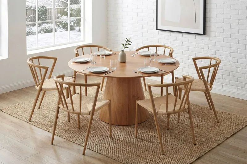 Siena Spisebord Rundt 130 cm Finér - Eg - Møbler - Borde - Spisebord og køkkenbord