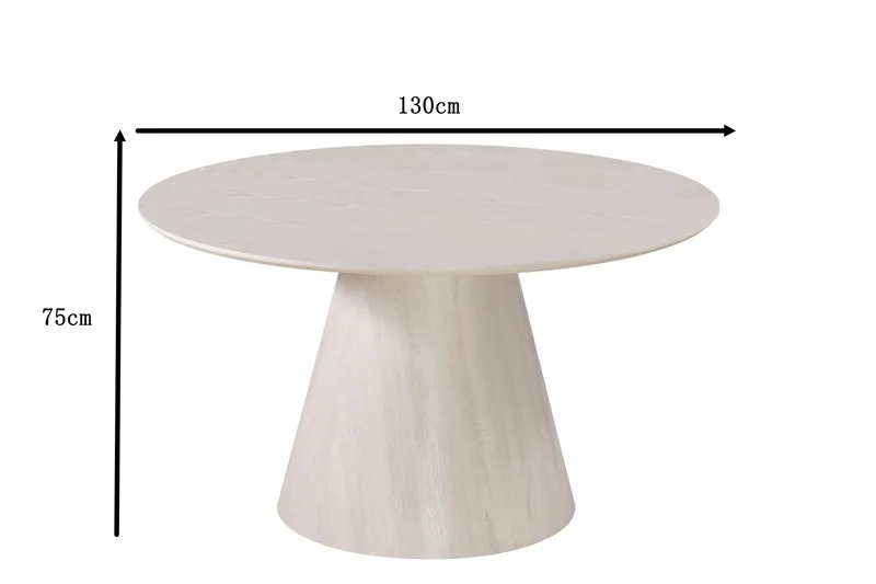 Siena Spisebord Rundt 130 cm Finér - Hvidpigmenteret - Møbler - Borde - Spisebord og køkkenbord