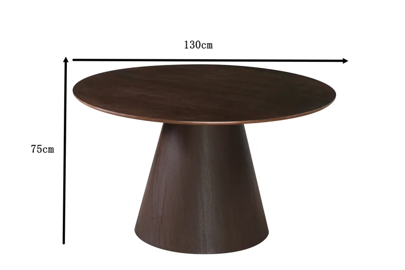 Siena Spisebord Rundt 130 cm Finér - Mørkebrun røget eg - Møbler - Borde - Spisebord og køkkenbord