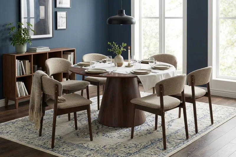 Siena Spisebord Rundt 130 cm Finér - Valnød - Møbler - Borde - Spisebord og køkkenbord