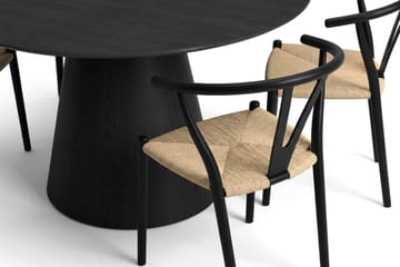 Siena spisebordssæt rundt 130 cm Sort med 6 Elysia spisestole - Sortbejdset eg - Møbler - Borde - Spisebordssæt