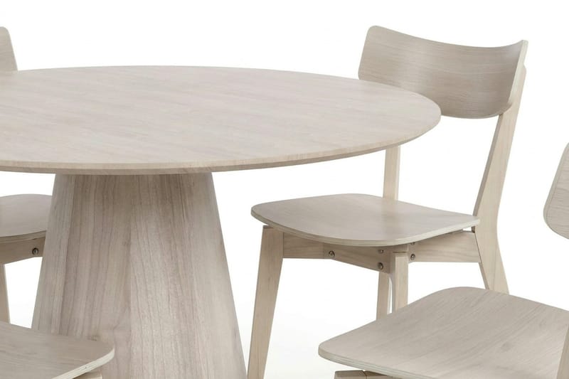 Siena spisegruppe 110 cm rund hvidolieret med 4 Amelia-spisestole - Hvidolieret - Møbler - Borde - Spisebordssæt
