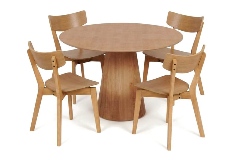 Siena spisegruppe 110 cm rund i eg med 4 Amelia-spisestole - Eg - Møbler - Borde - Spisebordssæt