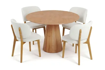 Siena spisegruppe 110 cm rund i eg med 4 Eira spisestole - Eg - Møbler - Borde - Spisebordssæt