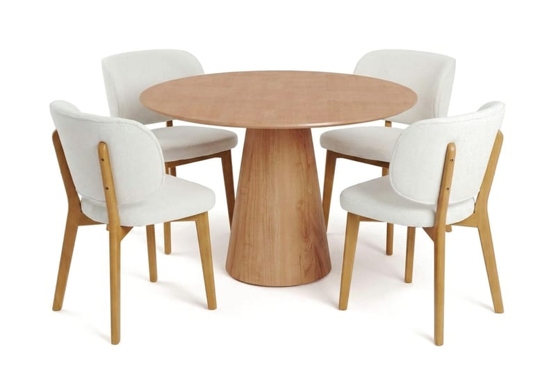 Siena spisegruppe 110 cm rund i eg med 4 Eira spisestole, Eg