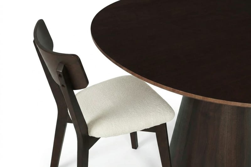 Siena spisegruppe 110 cm rund i røget eg med 4 Amelia spisestole med hynde - Røget eg/Beige - Møbler - Borde - Spisebordssæt