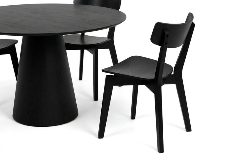 Siena spisegruppe 110 cm rund i sort med 4 Amelia-spisestole - Sort - Møbler - Borde - Spisebordssæt