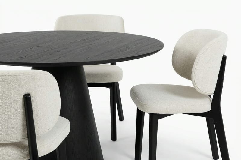 Siena spisegruppe 110 cm rund i sort med 4 Eira spisestole - Sort - Møbler - Borde - Spisebordssæt
