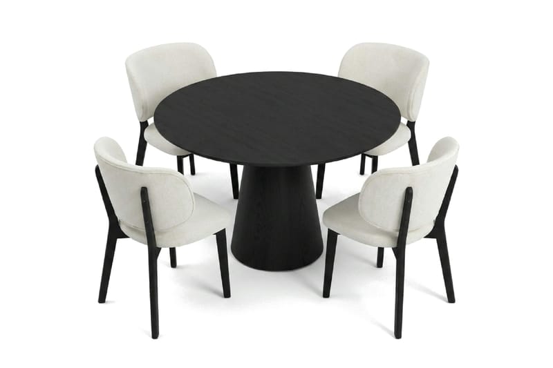 Siena spisegruppe 110 cm rund i sort med 4 Eira spisestole - Sort - Møbler - Borde - Spisebordssæt