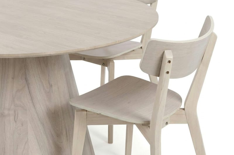 Siena spisegruppe 130 cm rund hvidolieret med 6 Amelia-spisestole - Hvidolieret - Møbler - Borde - Spisebordssæt