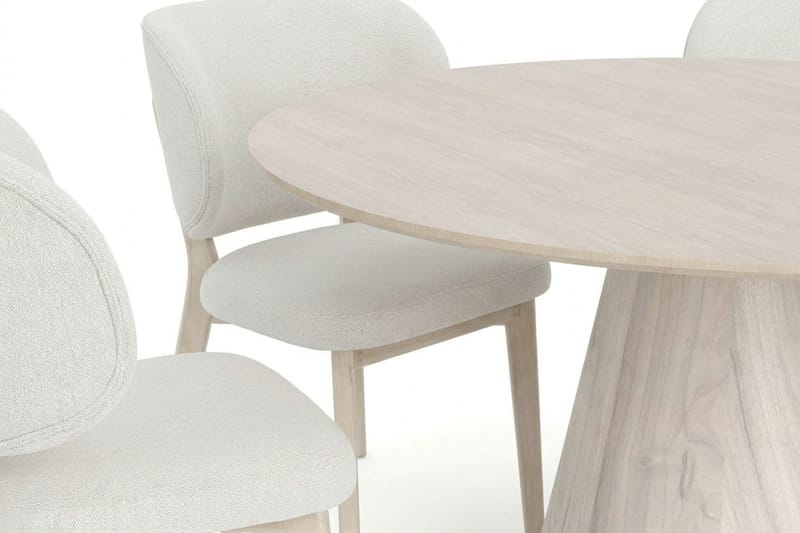 Siena spisegruppe 130 cm rund hvidolieret med 6 Eira-spisestole - Hvidolieret - Møbler - Borde - Spisebordssæt