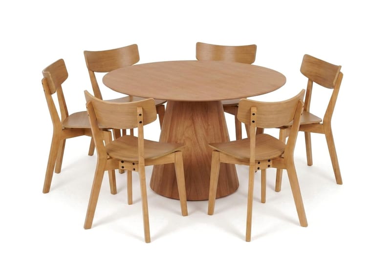 Siena spisegruppe 130 cm rund i eg med 6 Amelia-spisestole - Eg - Møbler - Borde - Spisebordssæt