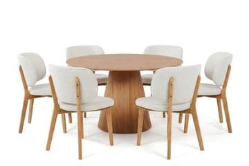 Siena spisegruppe 130 cm rund i eg med 6 Eira-spisestole - Eg - Møbler - Borde - Spisebordssæt
