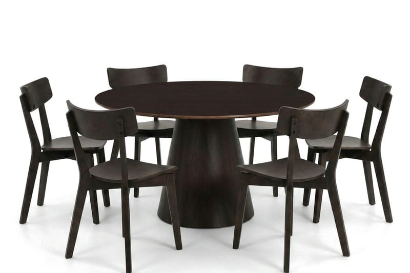 Siena spisegruppe 130 cm rund i røget eg med 6 Amelia-spisestole - Røget eg - Møbler - Borde - Spisebordssæt