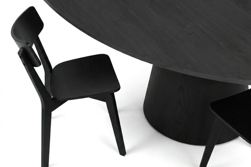 Siena spisegruppe 130 cm rund i sort med 6 Amelia-spisestole - Sort - Møbler - Borde - Spisebordssæt