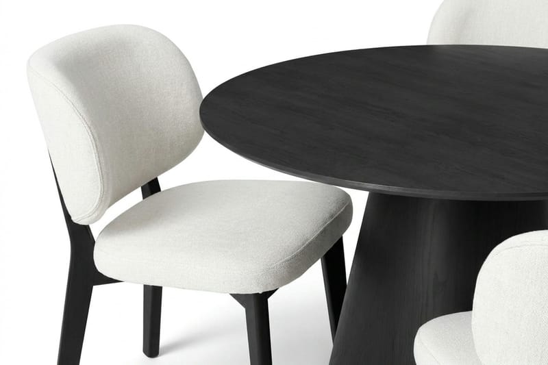 Siena spisegruppe 130 cm rund i sort med 6 Eira-spisestole - Sort - Møbler - Borde - Spisebordssæt