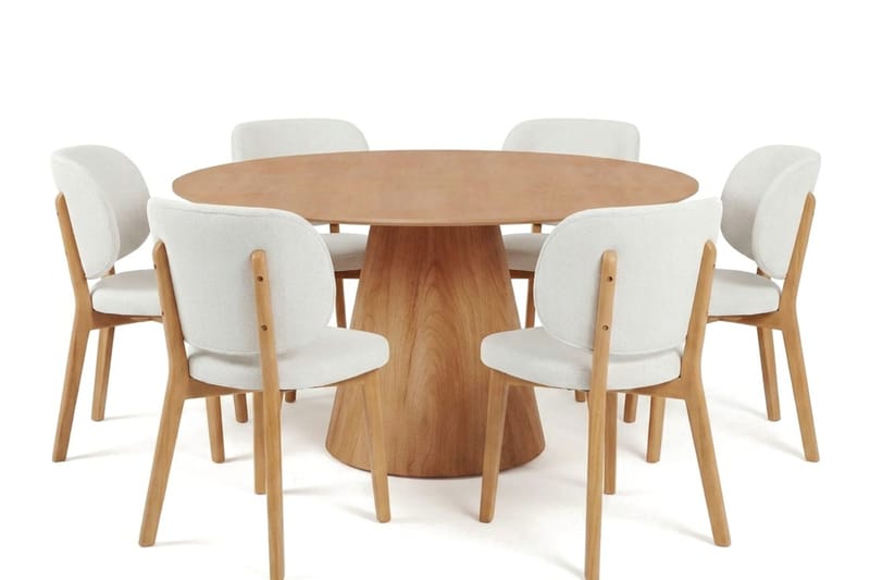 Siena spisegruppe 150 cm rund i eg med 6 Eira-spisestole - Eg - Møbler - Borde - Spisebordssæt
