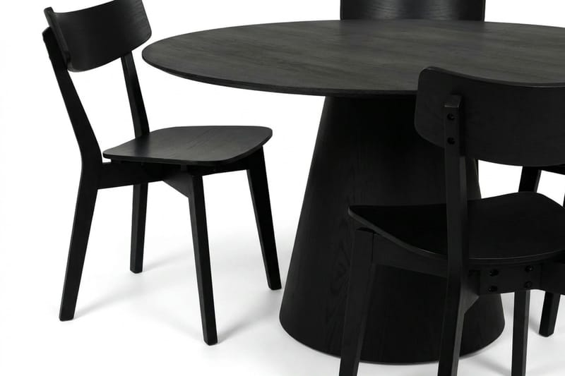Siena spisegruppe 150 cm rund i sort med 6 Amelia spisestole - Sort - Møbler - Borde - Spisebordssæt