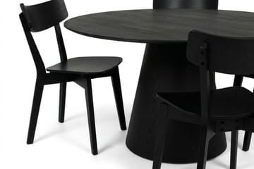 Siena spisegruppe 150 cm rund i sort med 6 Amelia spisestole - Sortbejdset eg - Møbler - Borde - Spisebordssæt
