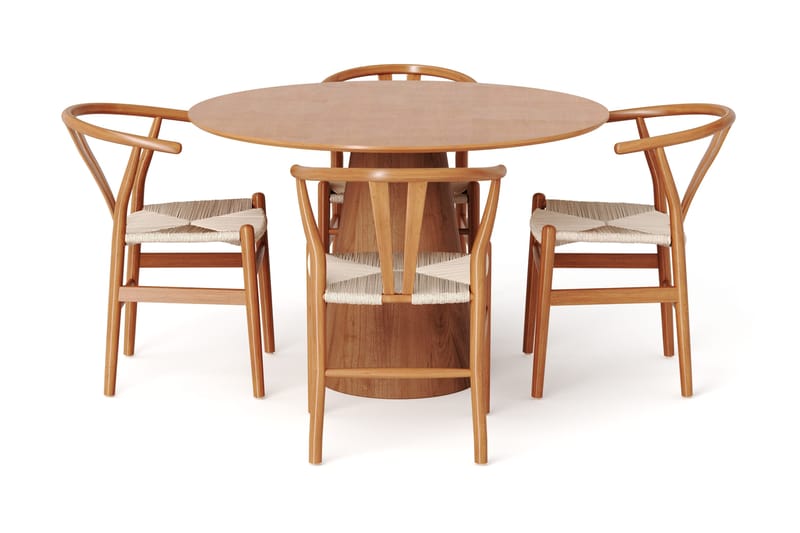 Siena spisegruppe rund 110 cm Eg med 4 Dastoori spisestole - Eg - Møbler - Borde - Spisebordssæt