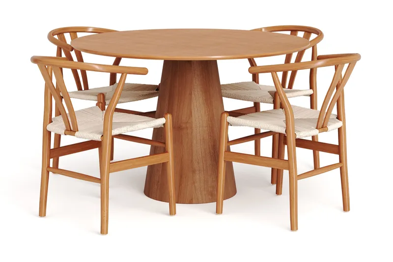 Siena spisegruppe rund 110 cm Eg med 4 Dastoori spisestole, Eg