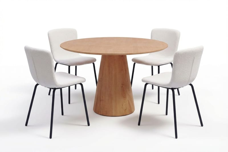 Siena spisegruppe rund 110 cm eg med 4 Katy spisebordsstole, Eg