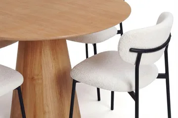 Siena spisegruppe rund 110 cm eg med 4 Lucy spisebordsstole - Eg - Møbler - Borde - Spisebordssæt