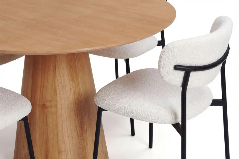 Siena spisegruppe rund 110 cm eg med 4 Lucy spisebordsstole - Eg - Møbler - Borde - Spisebordssæt