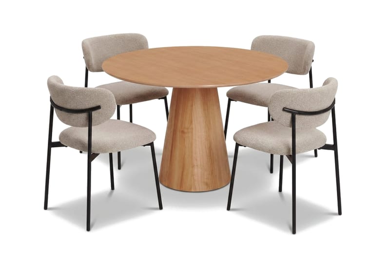 Siena spisegruppe rund 110 cm Eg med 4 Lucy-spisestole - Eg - Møbler - Borde - Spisebordssæt