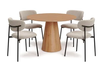 Siena spisegruppe rund 110 cm Eg med 4 Lucy-spisestole