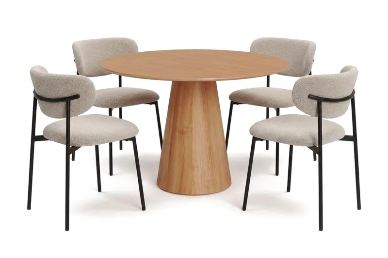 Siena spisegruppe rund 110 cm Eg med 4 Lucy-spisestole - Eg - Møbler - Borde - Spisebordssæt
