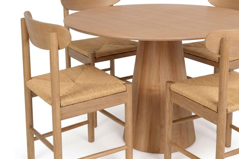 Siena Spisegruppe rund 110 cm Eg med 4 Malte Spisestole - Møbler - Borde - Spisebordssæt