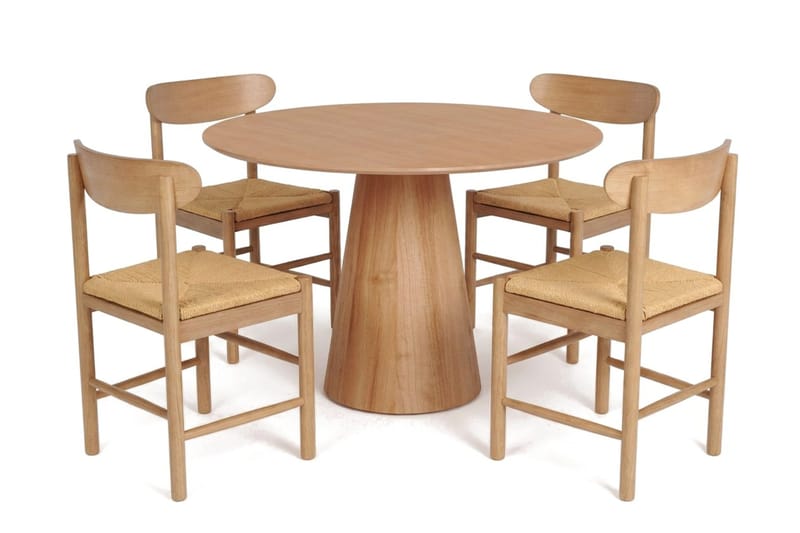 Siena Spisegruppe rund 110 cm Eg med 4 Malte Spisestole - Møbler - Borde - Spisebordssæt