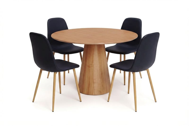 Siena spisegruppe rund 110 cm eg med 4 Nibe spisebordsstole - Eg - Møbler - Borde - Spisebordssæt