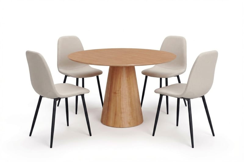 Siena spisegruppe rund 110 cm eg med 4 Nibe spisebordsstole, Eg
