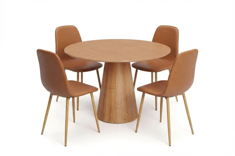 Siena spisegruppe rund 110 cm eg med 4 Nibe spisebordsstole, Eg