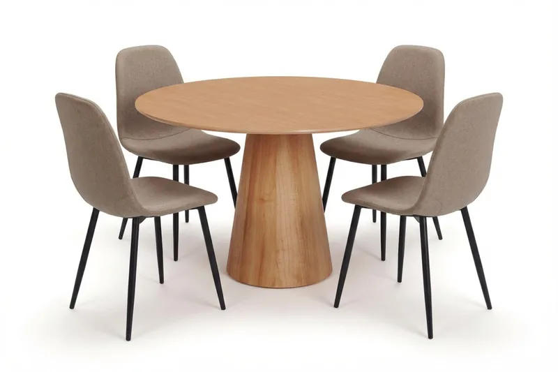 Siena spisegruppe rund 110 cm eg med 4 Nibe spisebordsstole, Eg