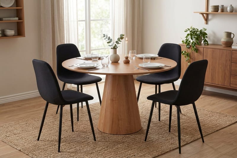 Siena spisegruppe rund 110 cm eg med 4 Nibe spisebordsstole - Eg - Møbler - Borde - Spisebordssæt
