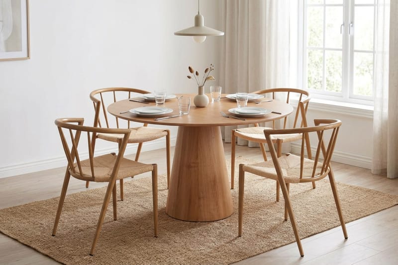 Siena spisegruppe rund 110 cm eg med 4 Winston spisebordsstole - Eg - Møbler - Borde - Spisebordssæt