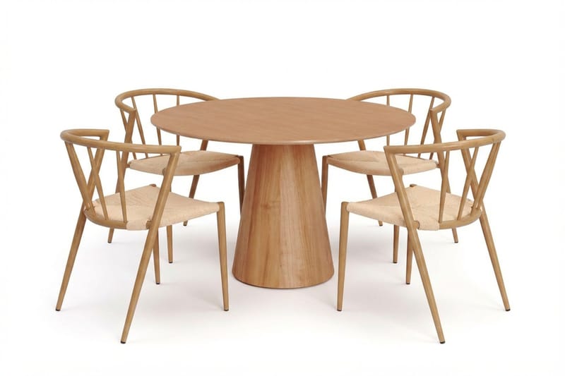 Siena spisegruppe rund 110 cm eg med 4 Winston spisebordsstole - Eg - Møbler - Borde - Spisebordssæt
