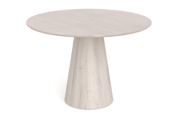 Siena spisegruppe rund 110 cm hvidlaseret med 4 Build-spisestole - Hvidbejdset eg - Møbler - Borde - Spisebordssæt