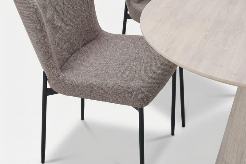 Siena spisegruppe rund 110 cm hvidlaseret med 4 Elsie-spisestole - Hvidlaseret/Grå - Møbler - Borde - Spisebordssæt