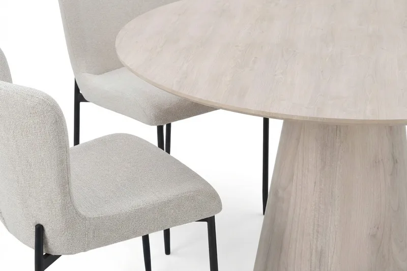 Siena spisegruppe rund 110 cm hvidlaseret med 4 Elsie-spisestole - Hvidlaseret/Hvid - Møbler - Borde - Spisebordssæt